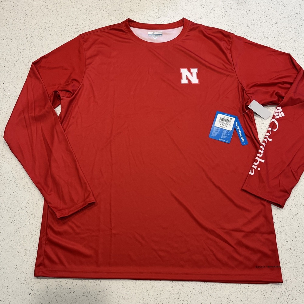 COLUMBIA Men's NCAA Terminal Shot L/S Top NWT Nebraska Cornhuskers SIZE: XL